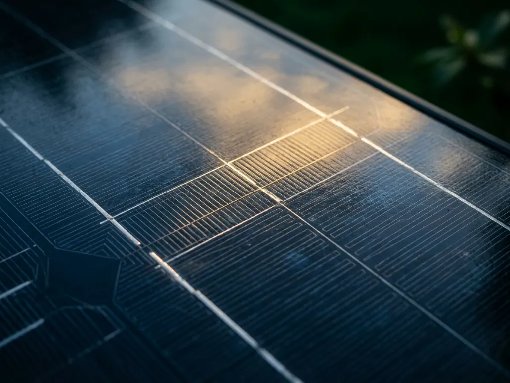 Close-up of the cells on a solar panel